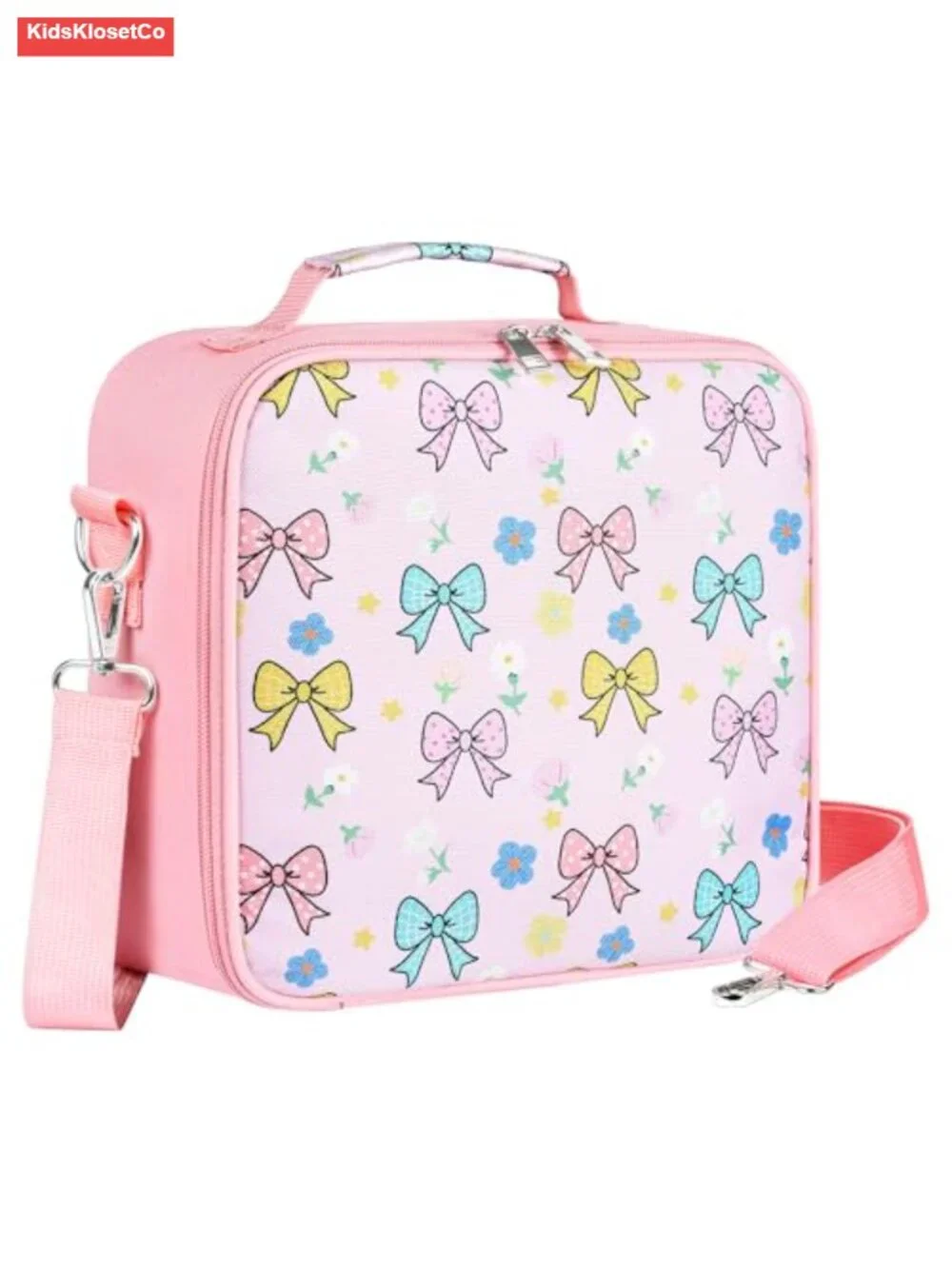 Insulated Lunch Bag for Kids, Durable Square Bento Tote with Shoulder Strap,